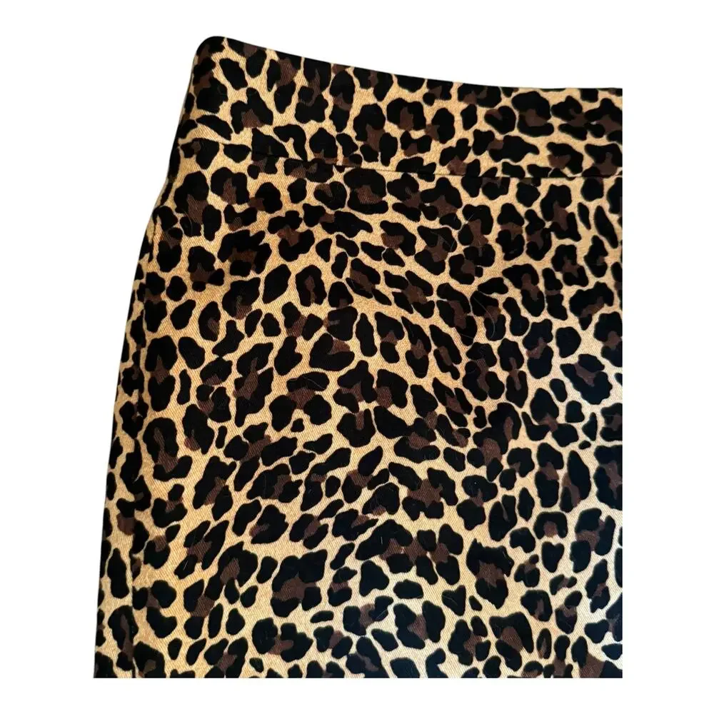 J.Crew No. 2 Pencil Skirt in Leopard Bi-Stretch Cotton Brown Black size 4